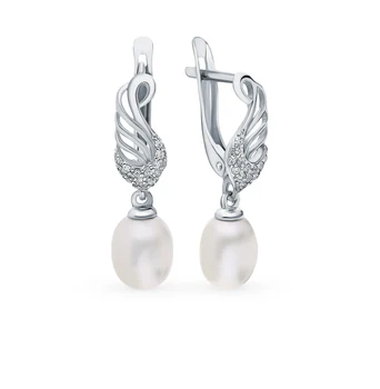 

Silver earrings with cubic zirconia and pearls sunlight sample 925