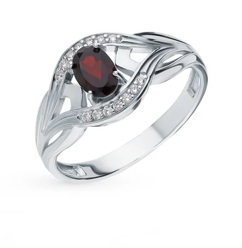 

Silver ring with cubic zirconia and Garnet sunlight sample 925