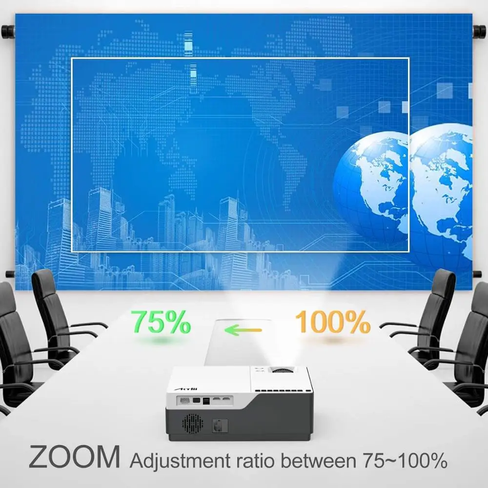 Artlii kamienny projektor Beamer natywny Artlii HD 1080 P, projektor wideo LED, projektor kina domowego, Zoom, HDMI, presentaci Artlii kamienny projektor Beamer natywny Artlii HD 1080 P, projektor wideo LED, projektor kina domowego, Zoom, HDMI, presentaci