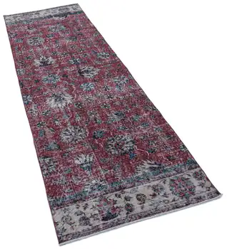 

87x290 Cm Red Handmade Overdyed Runner Rug-3x9 Ft
