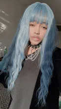 Wigs Bangs Afro Synthetic-Hair Cosplay Water-Wave Daily Party Black GEMMA White Blue