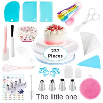 

237Pcs/Lot Cake Decorating Tools Kit Turntable Set Cream Pastry Nozzles Confectionery Bags Lcing Piping Nozzles Tips Baking Tool
