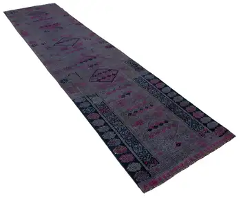 

85x349 Cm Purple Handmade Boho Runner Rugs-3x11 Ft