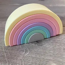 TYRY.HU-mordedor de silicona para bebé, mordedor educativo de arcoíris suave, bloques de apilamiento plegables 3D, juguetes libres de bisfenol A, 7/10 Uds.