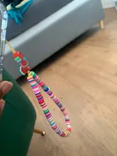 Go2Boho-cadena para la muñeca para mujer, soporte para teléfono, cadenas telefónicas de playa, correa de fruta, arcilla polimérica colorida, cordón de cuentas Heishi