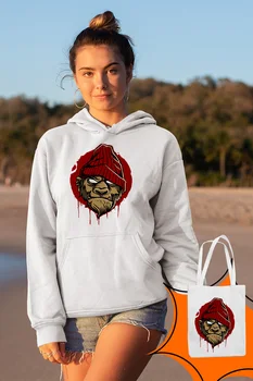

Angemiel Wear Badboy Monkey White Women 'S Hooded Sweatshirt Bags Kombin