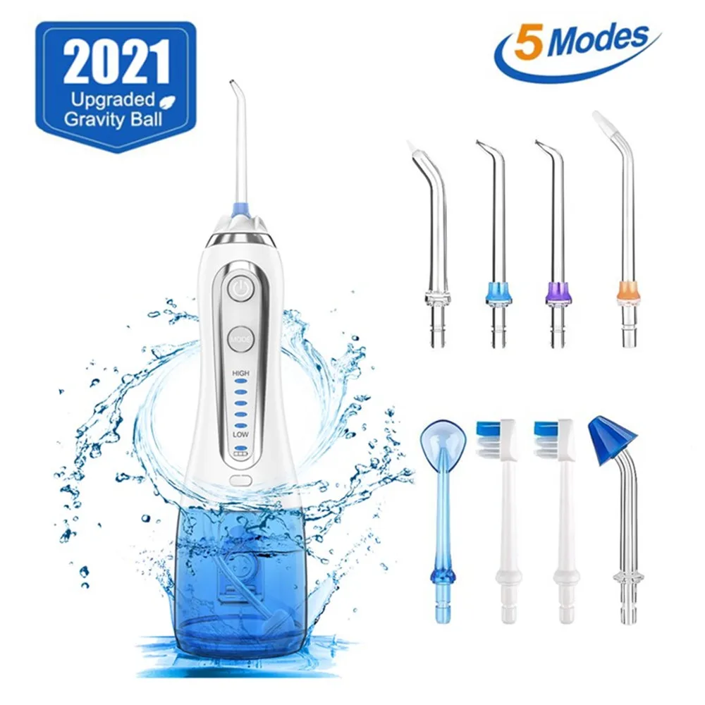 5 Modes Oral Irrigator USB Rechargeable Water Floss Portable Dental Flosser Jet 300ml Teeth Cleaner+8 | Бытовая техника