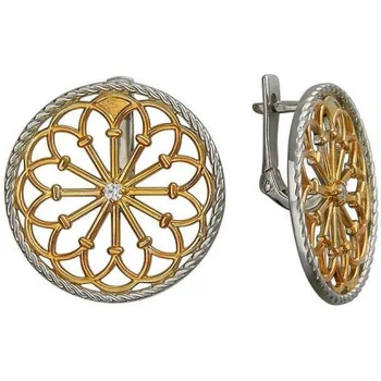 

Esthete earrings with 2 cubic zirconia silver with gilding