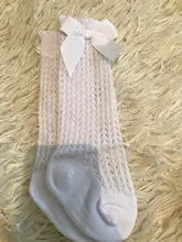 Calcetines ajustados hasta la rodilla de princesa para niños y niñas, medias finas con Lazo de algodón sólido y malla elástica, de 0 a 3 años, para verano