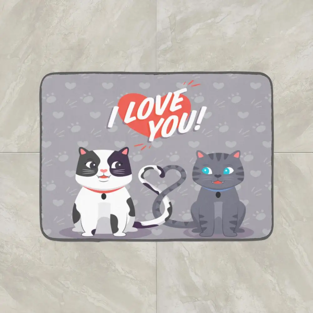 Else серый Прекрасный Кошки Сердца я люблю тебя 3d узор принт противоскользящие декоративные пол двери коврик Домашний Прихожая гостиная