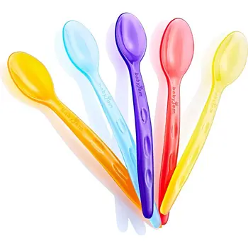 

Baby Food Spoon Infant Feeding Spoon 5 Pieces Colorful BPA Free Soft Sensitive 5 Pieces Pack Utensil Rounded Ergonomic Design