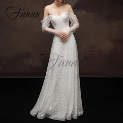 Glittery Sweetheart Off The Shoulder Wedding Dresses Backless Beading Ruched Bridal Gown robe de mariée vestido de novia платье