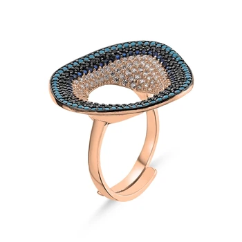 

KUTAYDAN Zircon Cubic Zirconia Society Eye Adjustable Ring 925 Sterling Silver