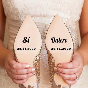 Pegatinas zapatos boda para novia Sí Quiero personalizadas con fecha