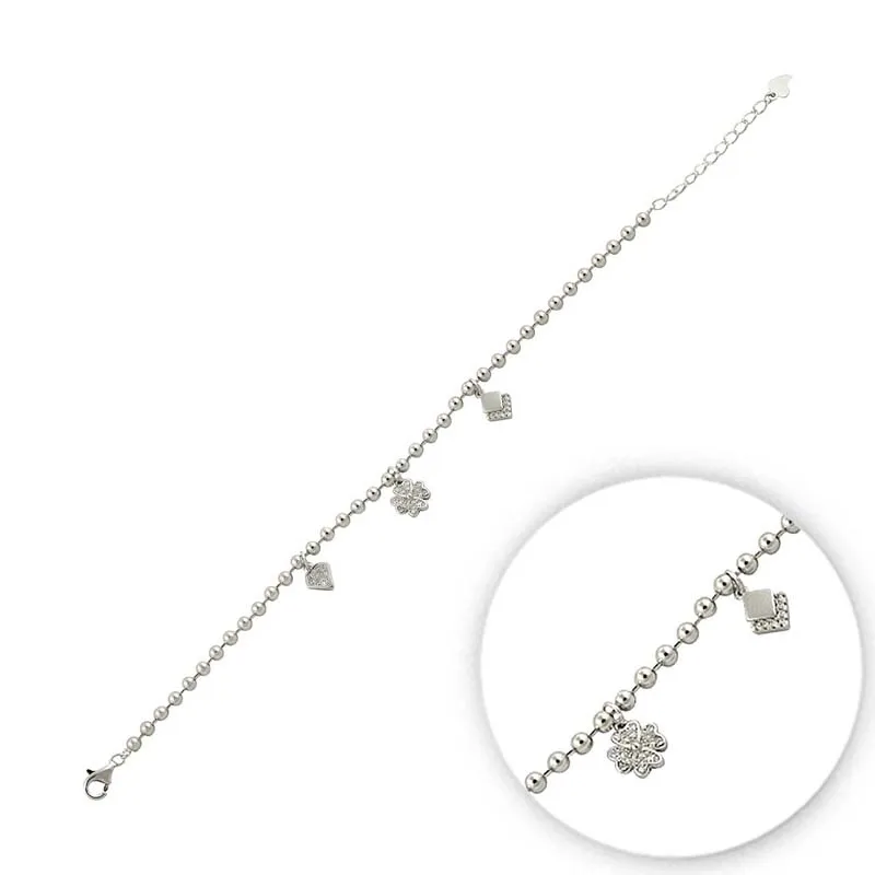 

Silver 925 Sterling Zircon Stone Charm Bracelet