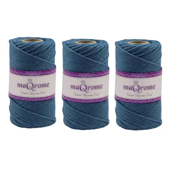 

MaQrome Macrame Cord Single Twisted Yarn 3 mm 3 Pieces Petrol Blue