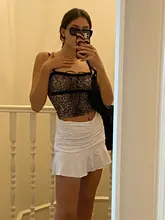 Rapcopter-faldas plisadas de cintura alta para mujer, minifaldas fruncidas Y2K de estilo Retro, color blanco, ropa de calle, para fiestas de los 90, 2020