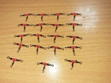 Lote de 10 unids/lote de 3 vías de pesca, barril de latón rodante, Conector de rodamiento giratorio Triple, anillo sólido, accesorio de aparejos de pesca