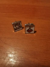 Gemelos de moda para hombres, diseño de I Love My Wife, buena pareja, camisa, abalorio de aleación de Zinc, 8C1735