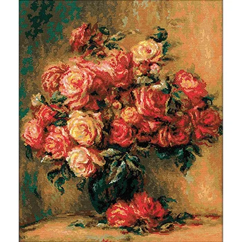 

1402 set for embroidery Riolis based on the picture of Pierre Augusta Renoir 'Bouquet Roses', 40*48 cm