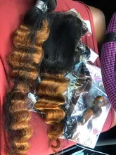Human-Hair-Bundles Closure Spark Hair Brown Deep-Wave Color Loose Ombre Peruvian 