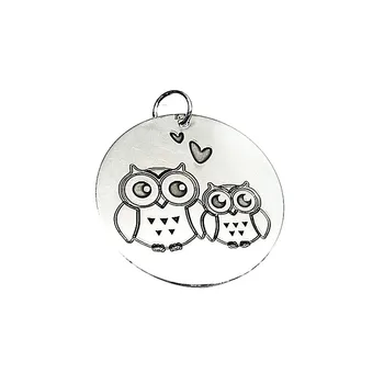 

Pendant 925 sterling silver m smooth rusty 35mm. Disk owls [AA7798]