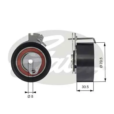 Ролик натяжной ремня ГРМ Citroen C2/C3/C4, Peugeot 206/307 1.6 16V 00 GATES T43159