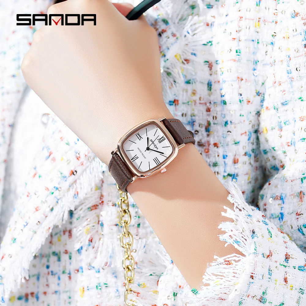 SANDA brand Rome digital fashion fashion women's belt quartz wrist watch casual simple net belt watch exquisite charm temperamen