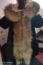 BLUENESSFAIR-Chaqueta larga impermeable de invierno para mujer, abrigo de piel de zorro y mapache Natural, ropa de calle extraíble, 2020