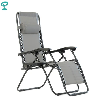 

95641 Barneo PFC-16 Gray Folding Reclining Garden Deck Chair Sturdy Tubular Steel Frame HardWearing Textoline Fabric Adjustable