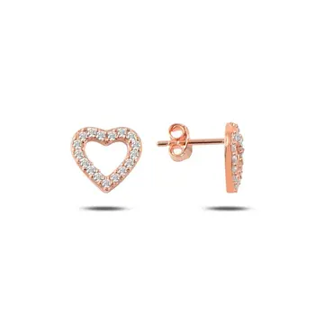 

Angemiel 925 Sterling Silver Zircon Heart Earrings-Rose Gold Plated