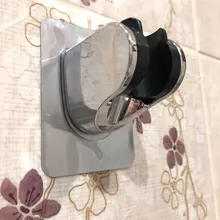 Soporte de cabezal de ducha ajustable, autoadhesivo, de mano, sin taladro, sin perforación, cromado, soporte de montaje en pared