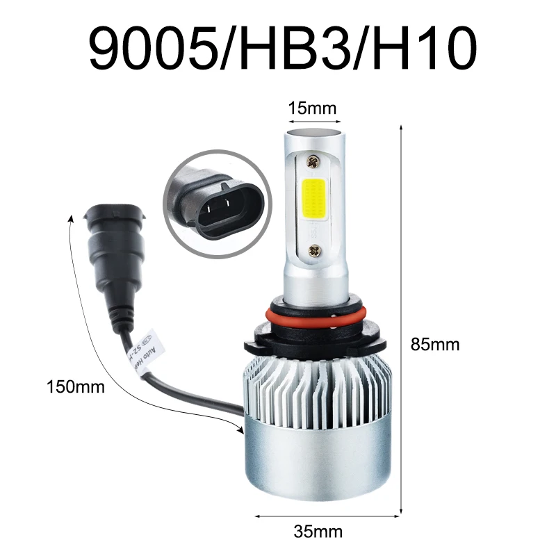 H7 H8/H9/H11 9005/HB3/H10 9006/HB4 9004/HB1 9012 9007/HB5 Автомобильные фары S2led супер яркие дальнего и ближнего света 2 лампы