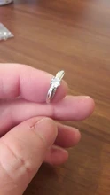 Anillo de compromiso de piedras redondas y pequeñas para mujer, sortija de boda de cristal Plata de Ley 925 auténtica