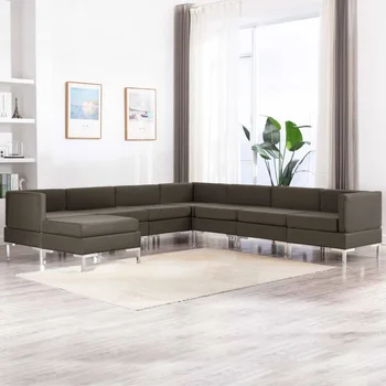 

8 PCs fabric gray mole sofas sofa Set