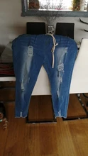 Vaqueros rasgados con cordón para mujer, Vaqueros elásticos con agujeros, pantalones largos ajustados de talla grande