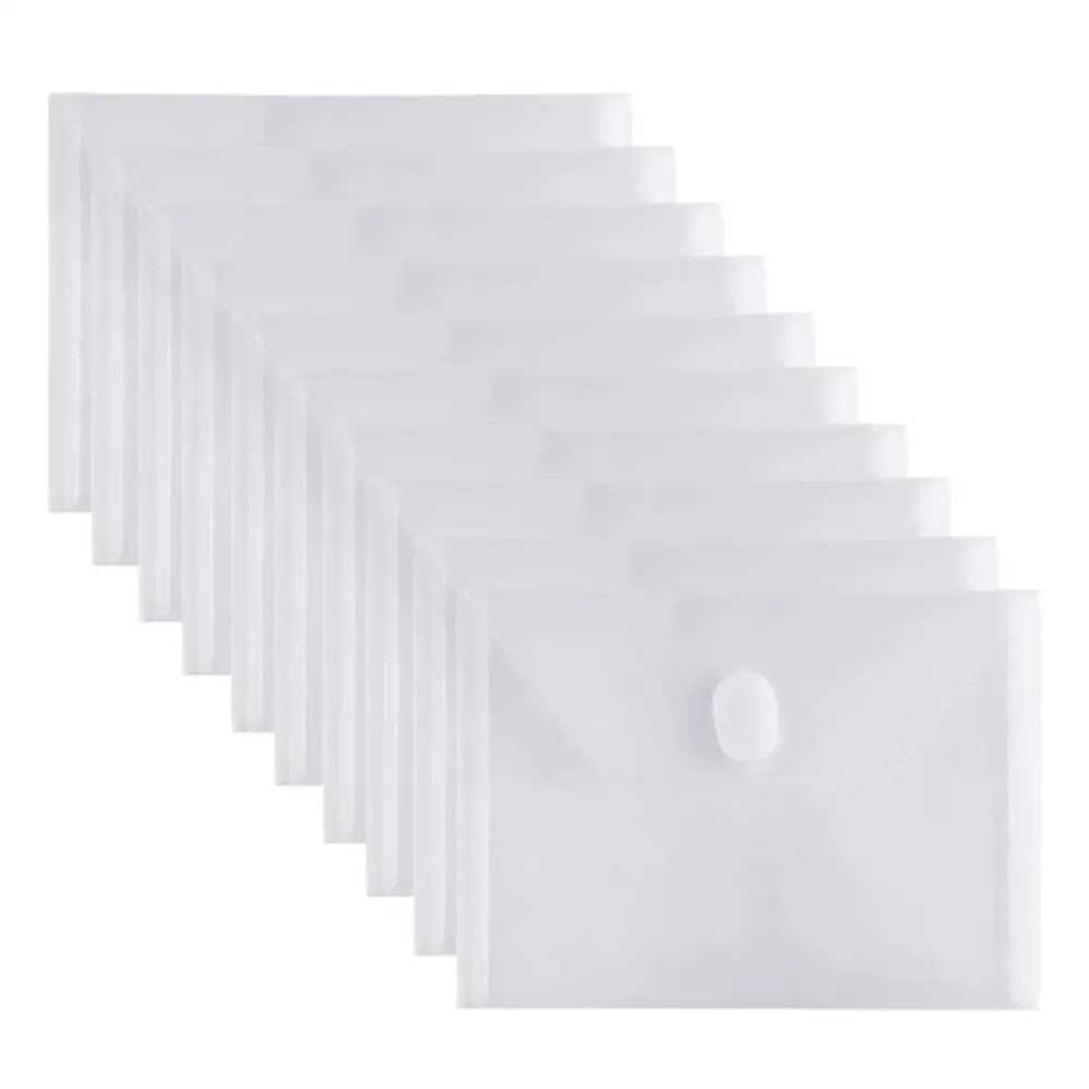 10PCS Clear Plastic Small Envelopes with Hook & Loop 5 x 7 inch Ploy Envelope for Receipe/Check/ Cards/ Photos/ Dies & Stamp afbeelding