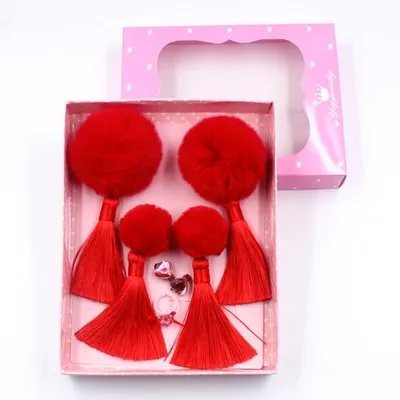 Детский зимний шарик из кроличьей шерсти, украшение для волос, Набор подарочных коробок для девочек, с новогодним китайским ретро-заколкой для волос - Цвет: Q