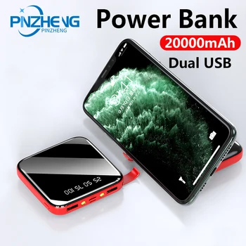 

PINZHENG Power Bank 20000mAh Fast Quick Charge Mini Powerbank Double USB Mirror Power Bank For iPhone Xiaomi Huawei Powerbank
