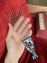 Peine de Metal negro para uso en salón, peine para pelo Afro Americano, herramienta de peinado