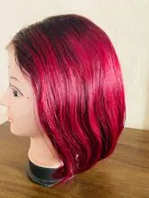 Recool Borgoña Bob corto recto pelucas delanteras de encaje 4X4 cierre pelucas rubio miel Ombre Frontal de encaje pelucas de cabello humano Pre arrancado