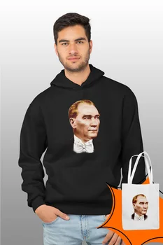 

Angemiel Wear Ataturk Black Male Hooded Sweatshirt Bags Kombin
