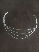 Collar de plata de ley 925 con cuentas multicapa para mujer, accesorio elegante, cadena larga, para fiesta de boda