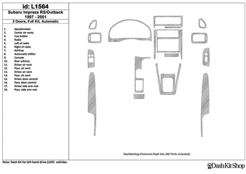 

Interior trim for Subaru Impreza RS 1997-UP. Set L1564.