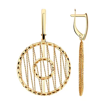 

Sokolov gold drop earrings with diamond face, fashion jewelry, 585, women's male, long earrings