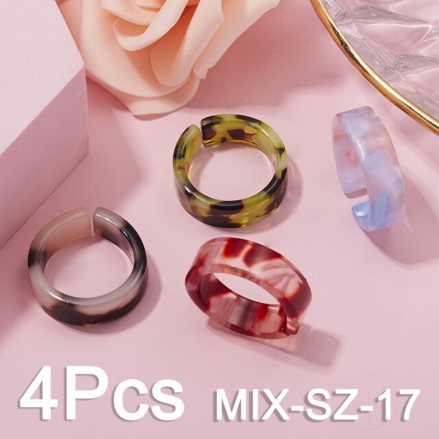 Transparent Acrylic Resin Rings for Women Korean Style Summer Sweet Cute Geometric Round Open Ring Wedding Jewelry Gift