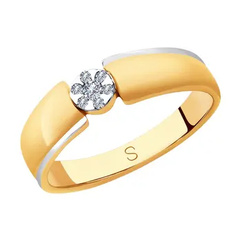 

Sokolov gold ring with diamonds, fashion jewelry, 585, women's male