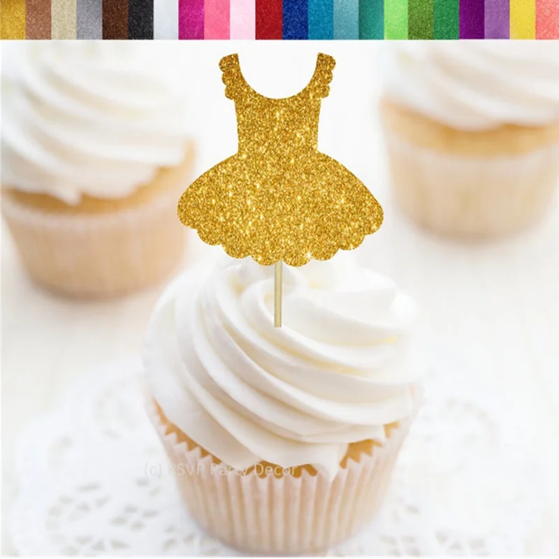 Toppers Personalizzati Per Cupcake Tutu, Toppers Glitter Per Abiti Da Principessa, Toppers Per Ballerine, Decorazioni Per Feste, Decorazioni Per Il Co