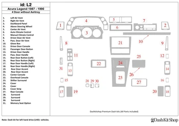 

Interior trim for Acura Legend 1987-1990. Set L2.