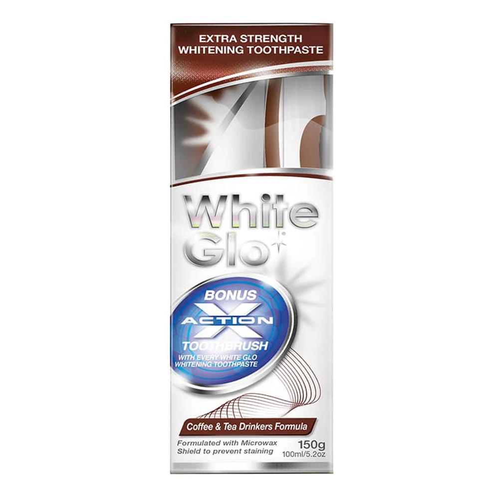 White Glo Coffee & Tea Drinkers Formula-Dentifricio Sbiancante 150 Gr-Regalo Spazzolino Da Denti